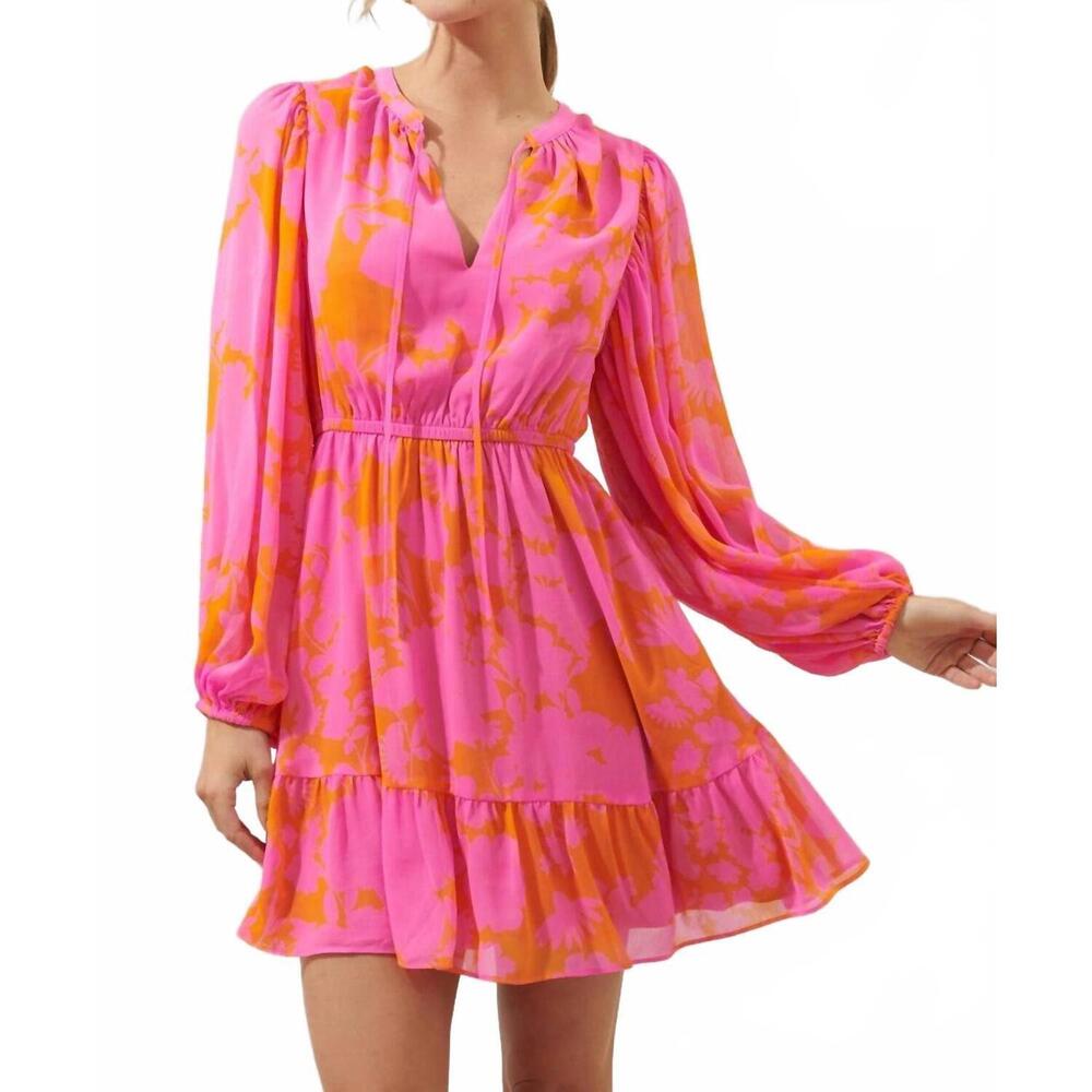NEW SUGARLIPS go with the flow blouson dress in pink/orange